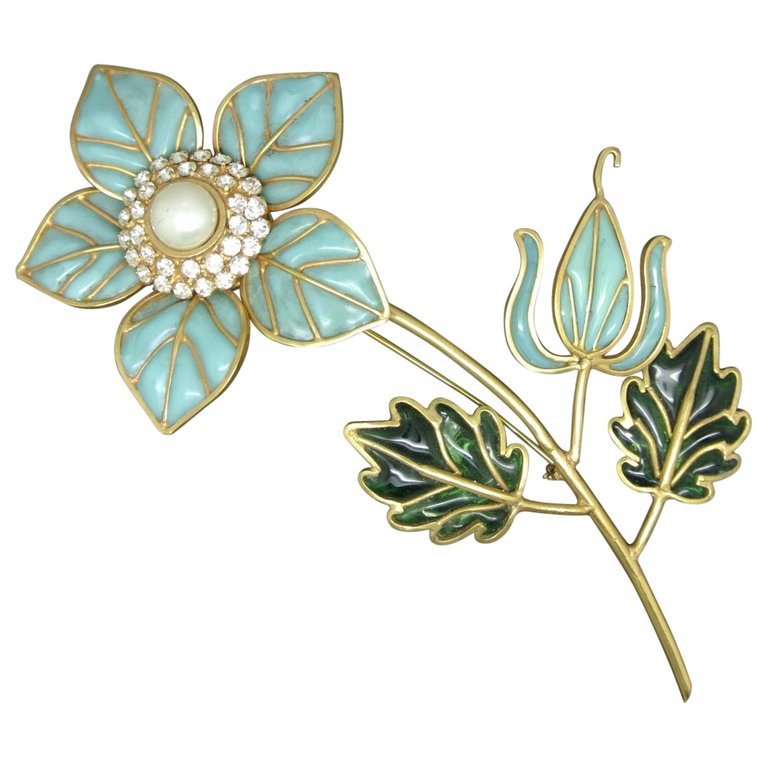 cristobal by gripoix poured glass brooch